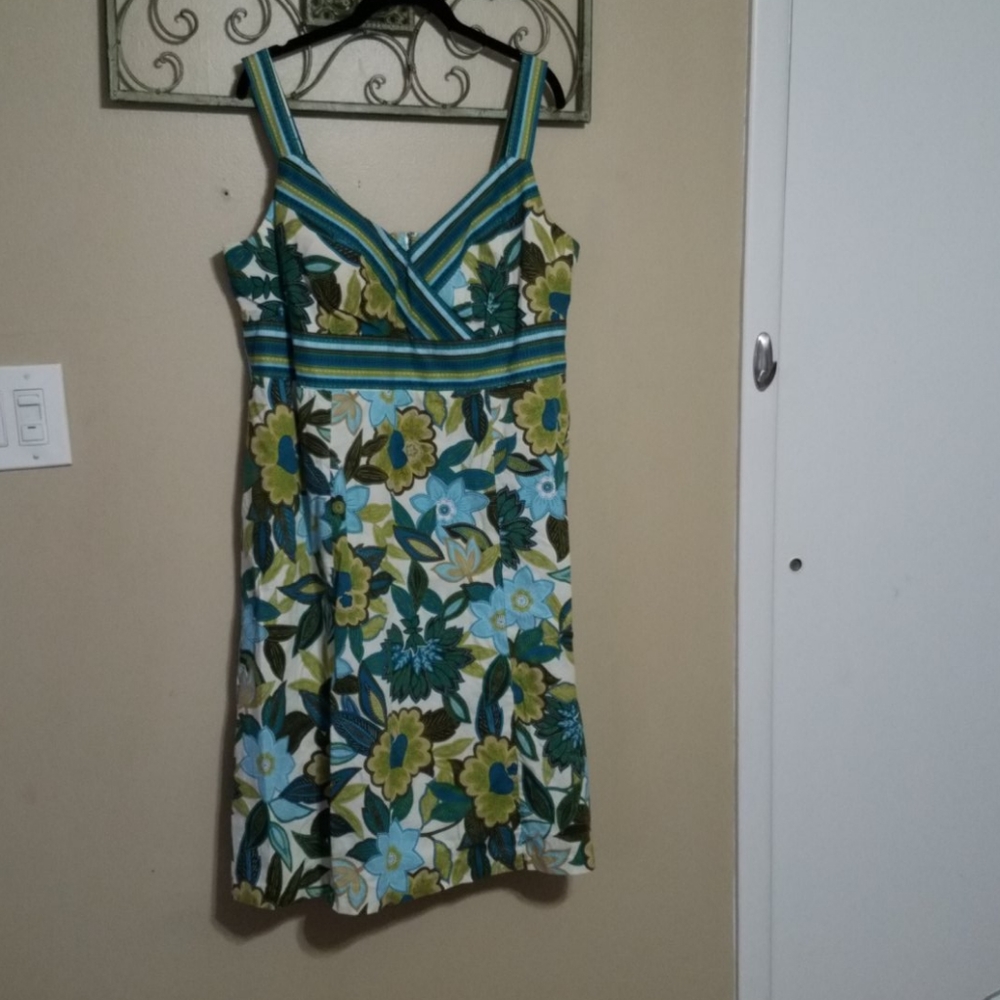Green cream cotton Dress Barn dress